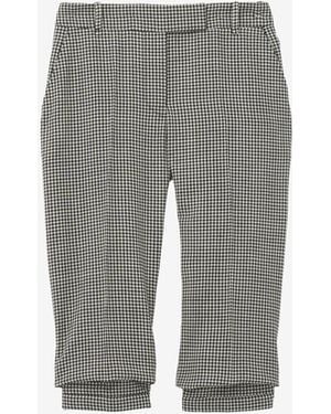 McQueen Gingham Check Tailored Capri Pants - Gray