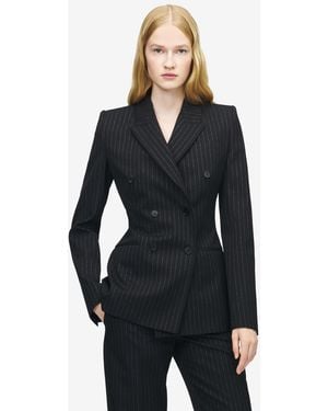 McQueen Pinstriped Double-Breasted Jacket - Blue