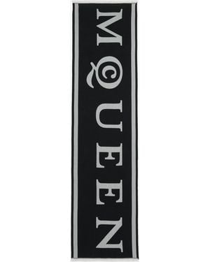 McQueen Mcqueen Wool Jacquard Scarf - Black