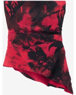 McQueen Floral Strapless Top - Red