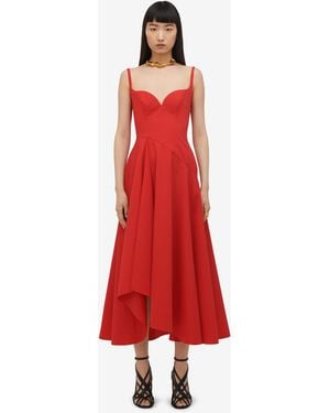McQueen Asymmetrisches Midikleid - Rot