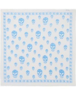 McQueen Sciarpa Skull Plissettata - Blu