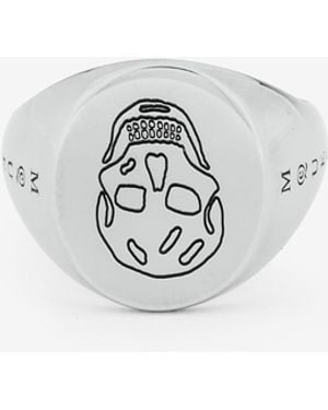 McQueen Skull Signet Ring - White