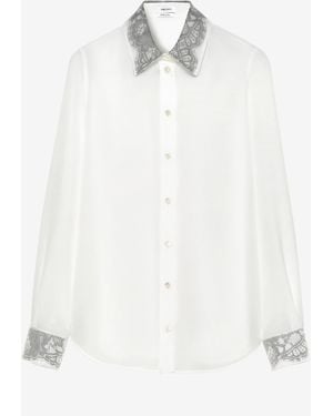 McQueen Floral Lace Detail Shirt - White