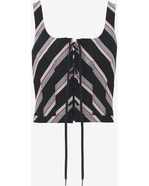 McQueen Chevron Stripe Corset Top - Black