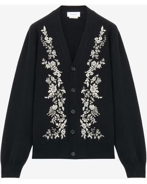 McQueen Floral Embroidery Cardigan - Black