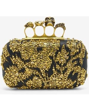 McQueen Black Skull Knuckle Clutch - Metallic