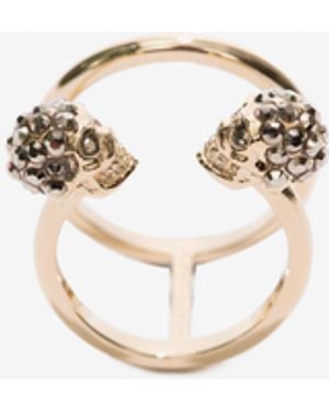McQueen Double Anneau Twin Skull - Blanc