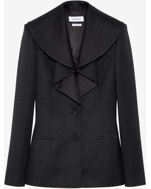 McQueen Waterfall Collar Single-Breasted Jacket - Black