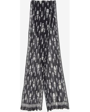 McQueen Foulard Skull Plissé - Blanc