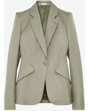 McQueen Wool Gabardine Single-Breasted Jacket - Green