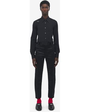 McQueen Zigarettenhose Aus Gehämmertem Satin - Blau