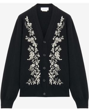 McQueen Cardigan À Broderie Florale - Noir