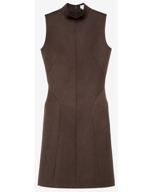 McQueen Wool Barathea Mini Dress - Brown