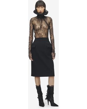 McQueen Wool Gabardine Pencil Skirt - White