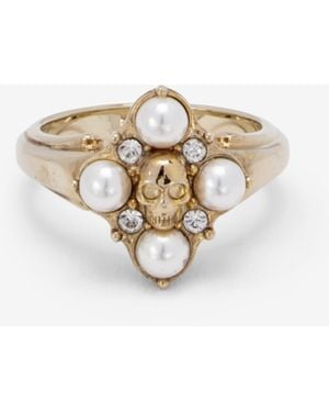 McQueen Skull & Crystal Ring - White