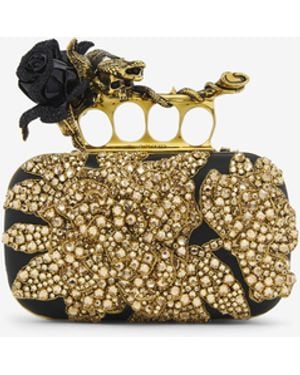 McQueen Knuckle Clutch Mit Rosen- Und Schlangenverzierung - Mettallic