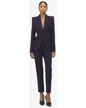 McQueen Grain De Poudre Cigarette Trousers - Blue