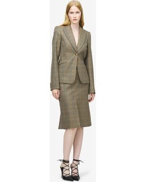 McQueen Country Check Kickback Skirt - Natural