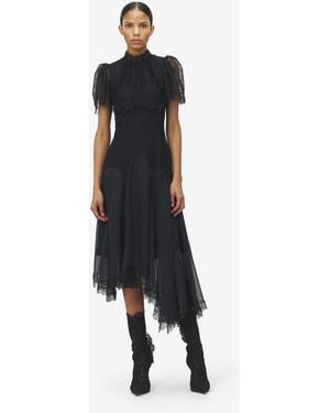 McQueen Abendkleid Aus Floraler Spitze - Blau