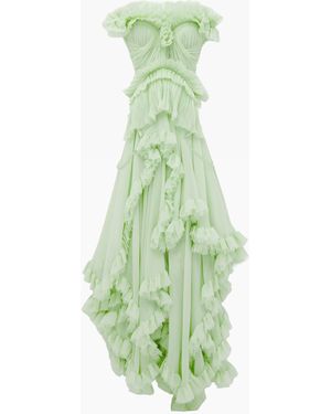 McQueen Ruffled Evening Dress - Green
