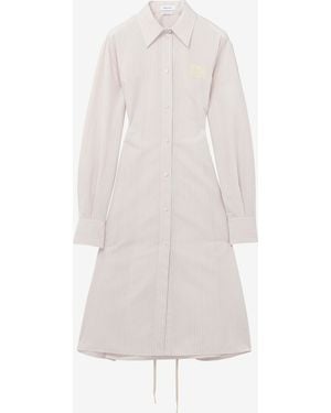 McQueen Pinstriped Shirt Dress - White