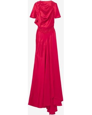 McQueen Lace Trim Evening Dress - Pink