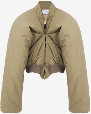 McQueen Cropped Bomber Jacket - Natural