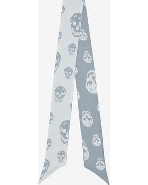 McQueen Skull Schal Mit Schleife - Weiß