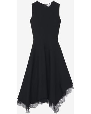 McQueen Lace Trim A-Line Dress - Blue