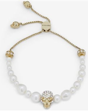 McQueen Skull And Pearl Friendship Bracelet - Natur