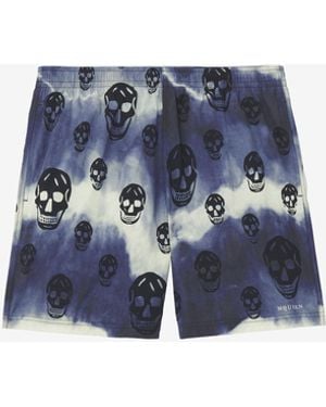 McQueen Badeshorts Mit Skull-Tie-Dye-Muster - Blau