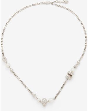 McQueen Skull And Pearl Necklace - Natur