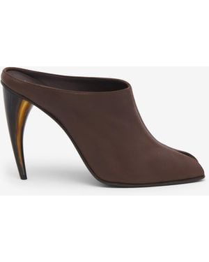 McQueen Horn Heel Mule - Brown