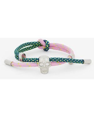McQueen Multicoloured Skull Cord Bracelet - Green