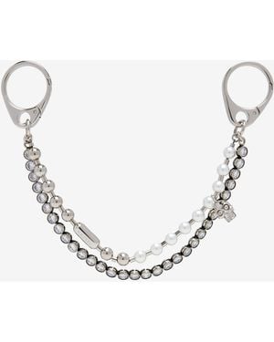 McQueen Pearl & Crystal Double Chain Charm - Natural