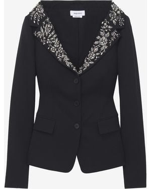 McQueen Giacca Ricamata Con Harness E Spalle Scoperte - Nero