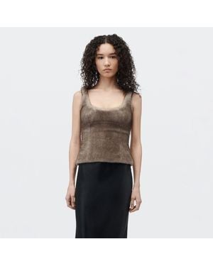 Alexander Wang Faux Fur Fitted Tank - Black