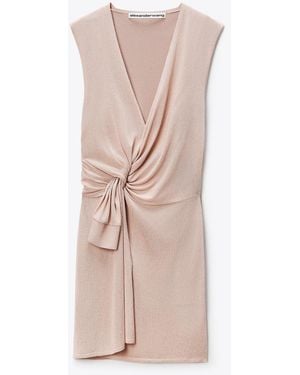 Alexander Wang Crystal Hotfix Knotted Deep V-Neck Tank Dress - Natural