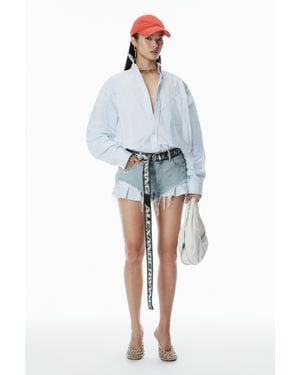 Alexander Wang Pre-styled Shirt & Denim Short Romper - Blue