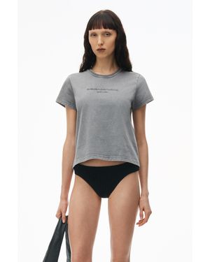 Alexander Wang Logo Embossed Acid Wash Shrunken Tee - Blue