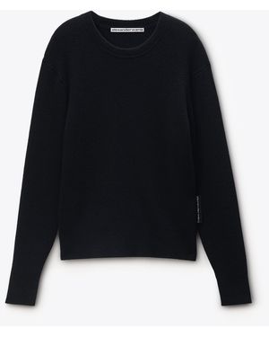 Alexander Wang 'S Ls Crewneck Pullover W/ Knit Flag Tag - Blue