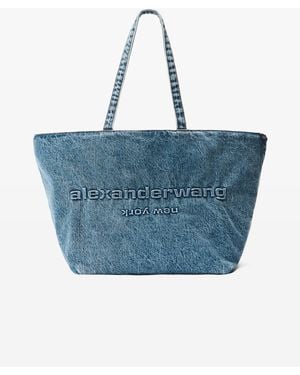 Alexander Wang Punch Tote Bag In Cotton Denim - Blue