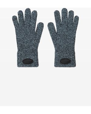 Alexander Wang Dome Logo Gloves In Ribbed Wool Stretch - Blue