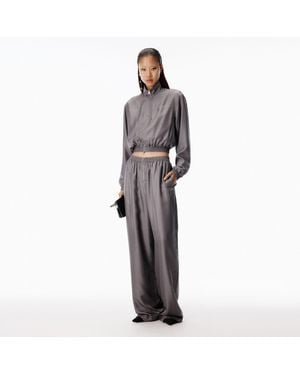 Alexander Wang Silk Twill Mid-Rise Track Pant - Grey