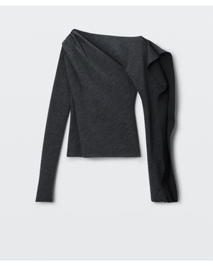 Alexander Wang Asymmetric Drape Ls Top - Black