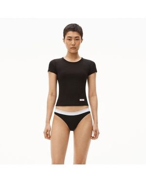 Alexander Wang Scoop Neck Ribbed Cotton Tee - Black