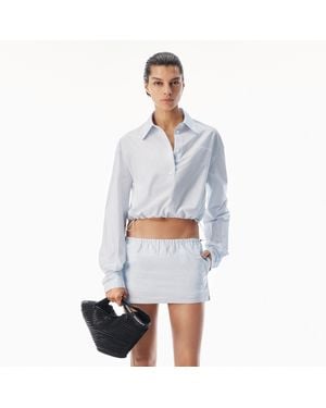 Alexander Wang Cropped Shirt With Adjustable Drawcord Hem - Blue