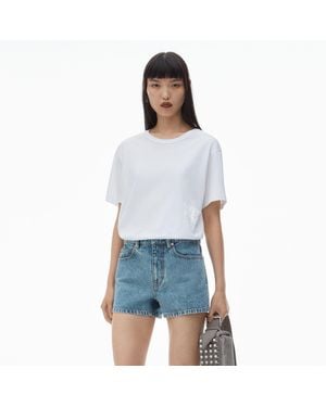 Alexander Wang Puff Logo Tee In Cotton Jersey - White