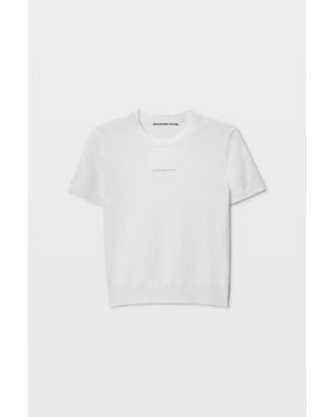 Alexander Wang Crystal Hotfix Logo Crewneck Top - White